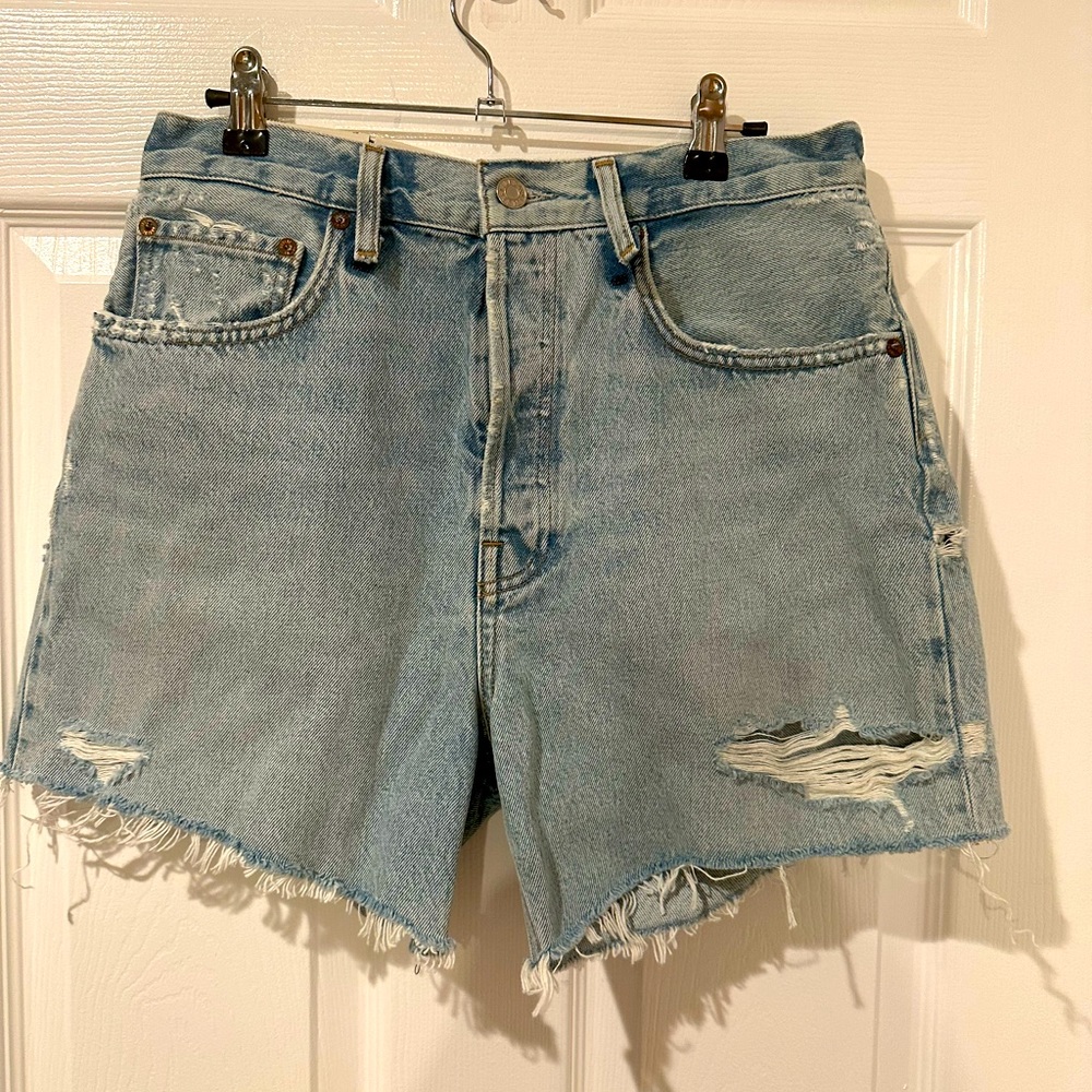 Agolde Riley denim high waist shorts size 28